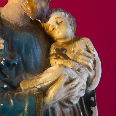 アンティークの幼子キリストと聖ヨセフ像