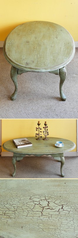 クラッケルペイントの猫脚テーブル