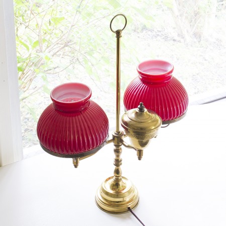 二灯のオイルランプ型テーブルランプ/レッド