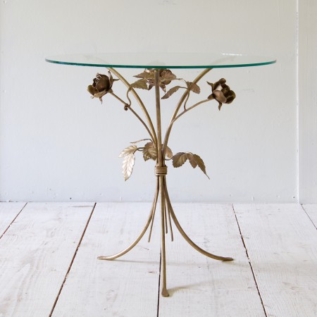 薔薇モチーフのガラストップテーブル | ビンテージ家具・アンティーク 