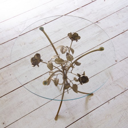 薔薇モチーフのガラストップテーブル | ビンテージ家具・アンティーク 