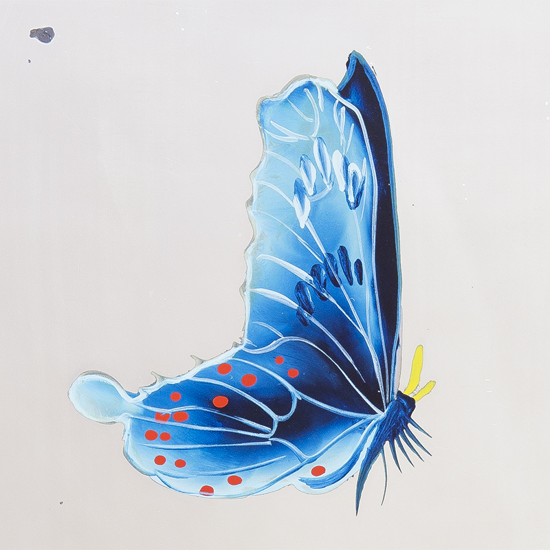 アンティークの壁掛けミラー/花と蝶